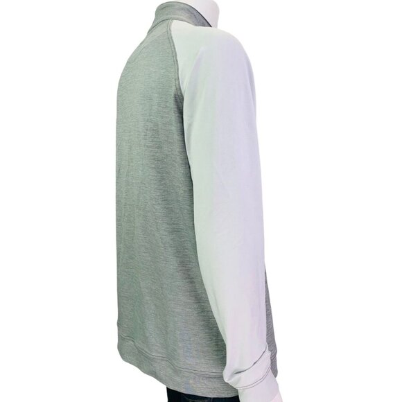 Straight Down Mens Quarter 1/4 Zip Pullover Off White Gray Stretch Size L - Picture 5 of 12